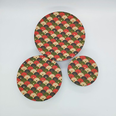 Lot de 3 charlottes couvre-plat Hiro rouge