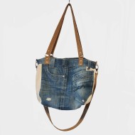 Sac à main jean upcyclé beige