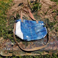 Sac à main jean upcyclé beige