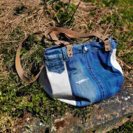 Sac à main jean upcyclé beige