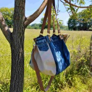 Sac à main jean upcyclé beige